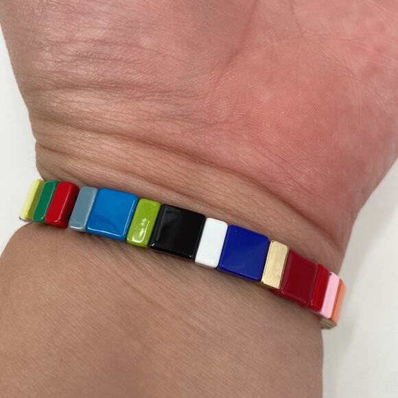 Love rainbow beaded stretchy bracelet - Picture 2 of 5